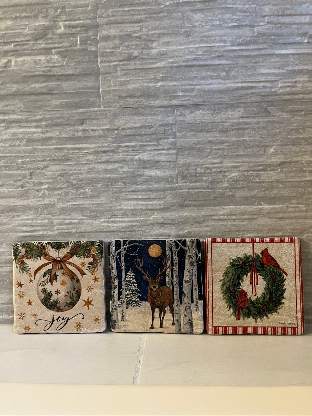 Holiday Decorative Decor Set - Tan, Red, Green, Navy